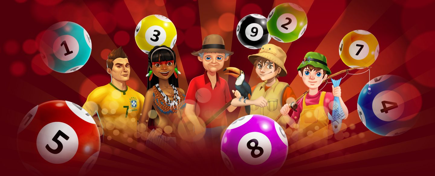 Pictures of SlotsLV's best online bingo games, all with bingo balls on a red background.